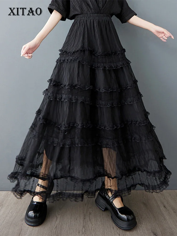 XITAO Lace Patchwork Gauze Elastic Waist Skirt Solid Color Casual Temperament All Match A-line Summer Slimming Skirt ZMY1216
XITAO Lace Patchwork Gauze Elastic Waist Skirt Solid Color Casual Temperament All Match A-line Summer Slimming Skirt ZMY1216