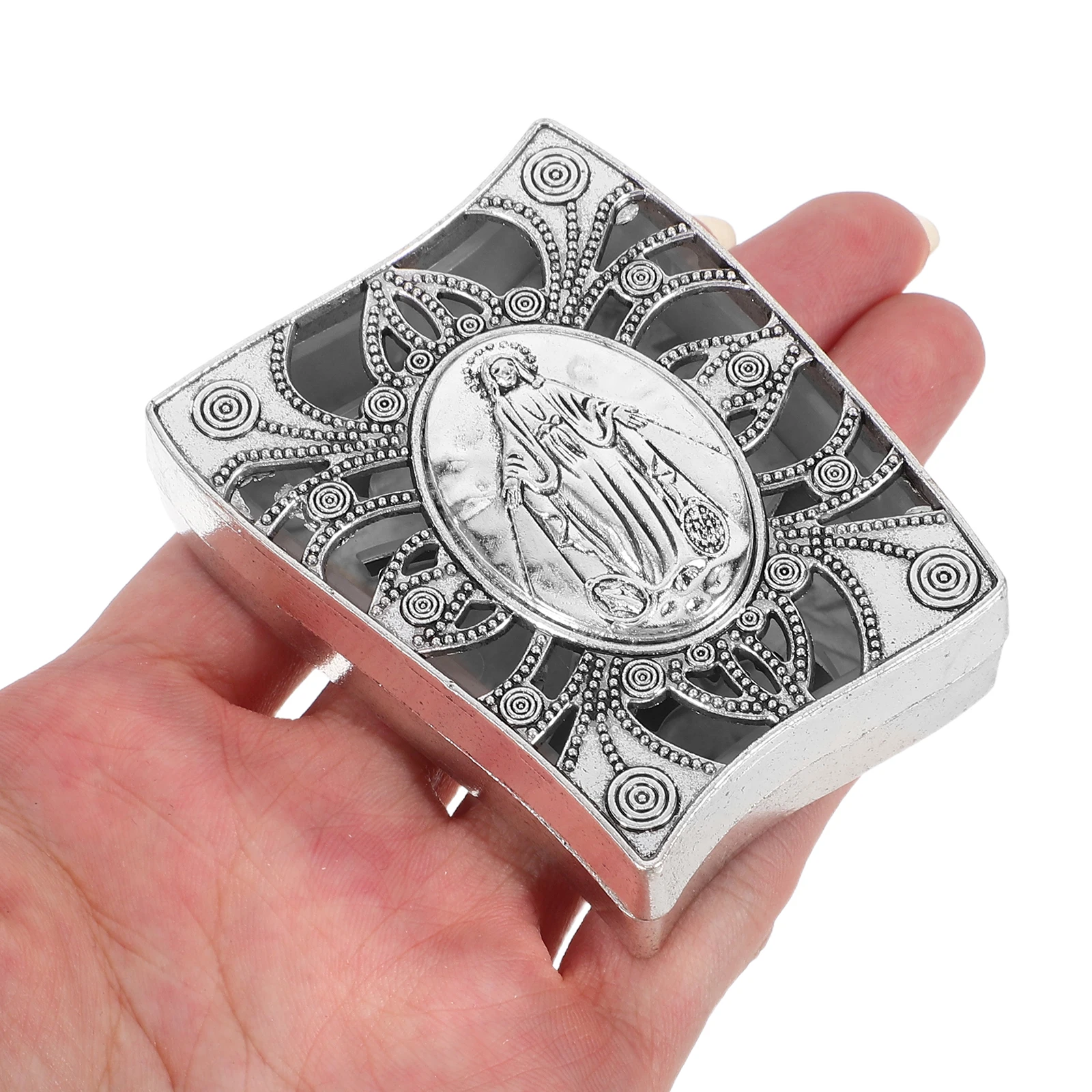 Rosary Box Necklace Case Metal Bead Storage Hollow Design Zinc Alloy Jewelry Holder Vintage Cases Religious Accessories
Rosary Box Necklace Case Metal Bead Storage Hollow Design Zinc Alloy Jewelry Holder Vintage Cases Religious Accessories