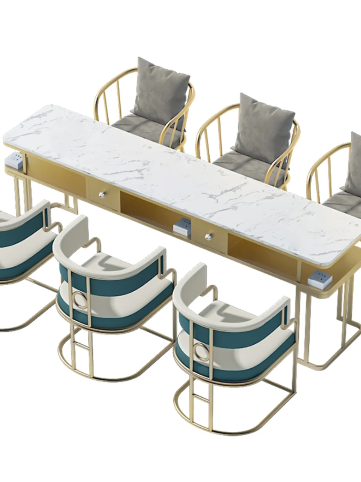 Luxury single double double online celebrity marble nail table nail salon table chair set
Luxury single double double online celebrity marble nail table nail salon table chair set