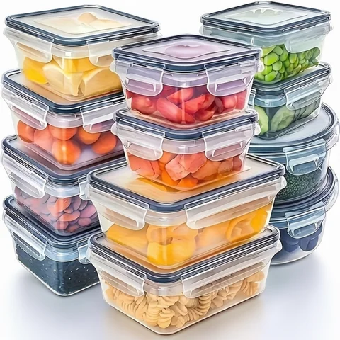8-PC BPA-Free Airtight Food Containers with Locking Lids - Microwave/Freezer Safe PP Plastic Storage for Dry Goods/Fruit/Veggies