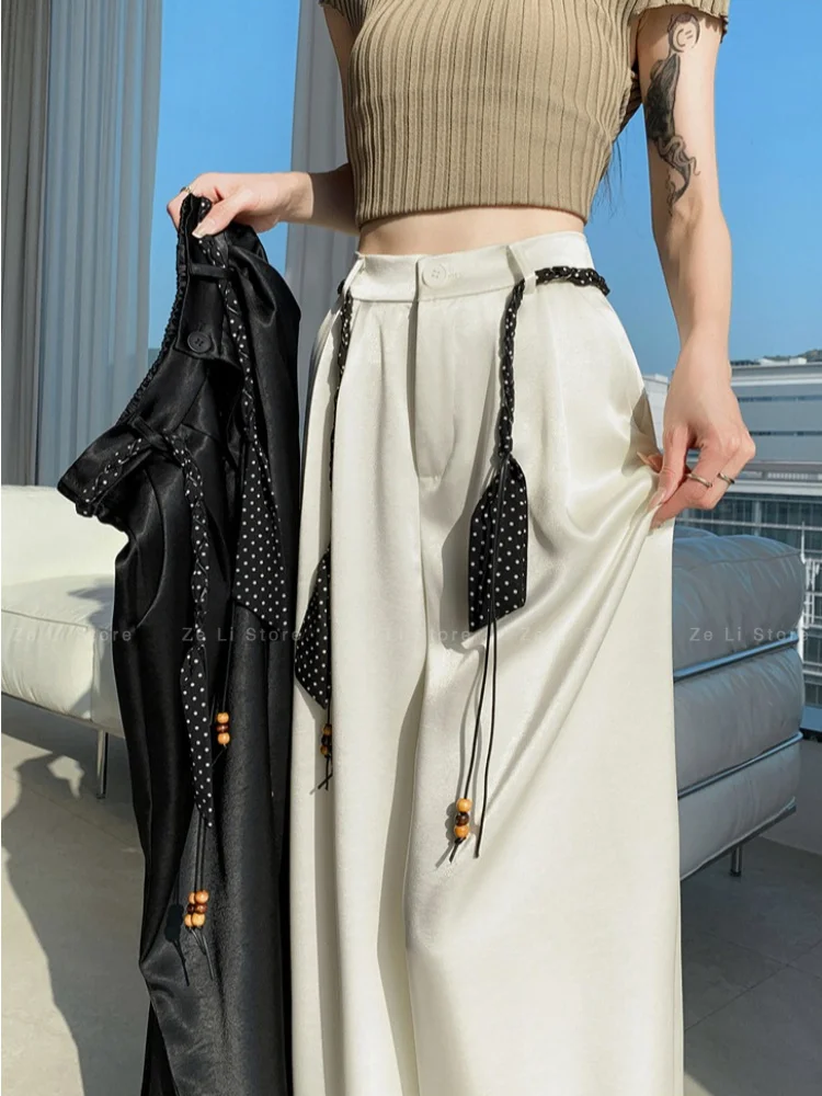 Acetate Satin Ice Silk Suit Wide Leg Pants Women's Summer High Waistloosedrapedcasualstraight-legmop Pants
Acetate Satin Ice Silk Suit Wide Leg Pants Women's Summer High Waistloosedrapedcasualstraight-legmop Pants