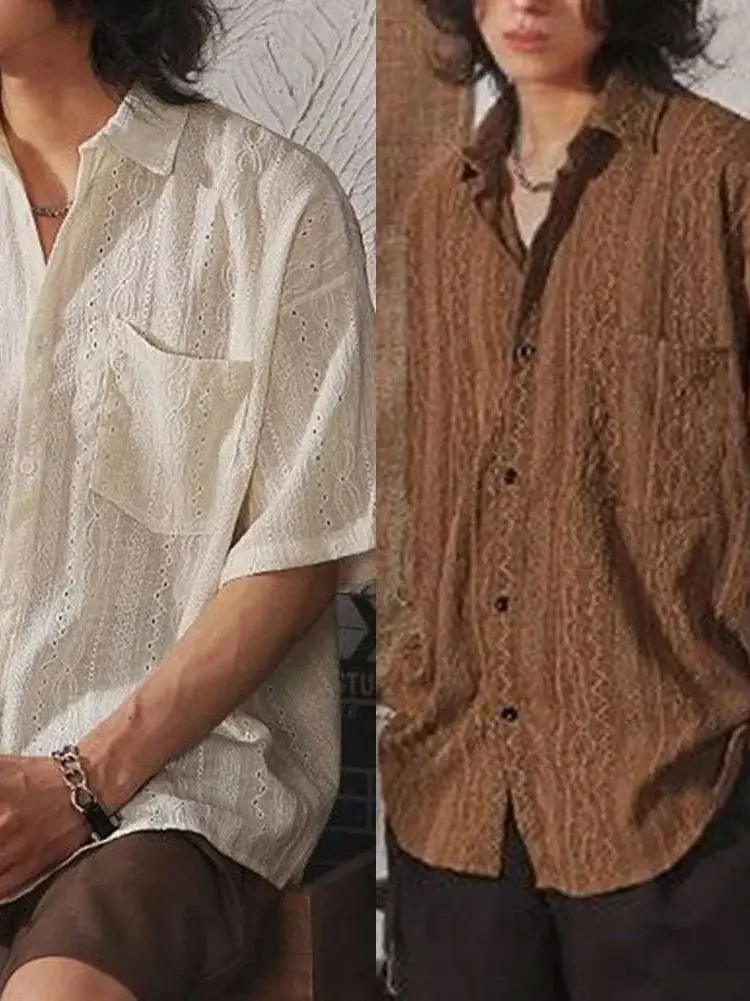 Men's Breathable Shirt Hollow Pocket Pure Color Casual Fashion Polyester Short Sleeve Neck Open Cardigan Style Urban Style
Men's Breathable Shirt Hollow Pocket Pure Color Casual Fashion Polyester Short Sleeve Neck Open Cardigan Style Urban Style