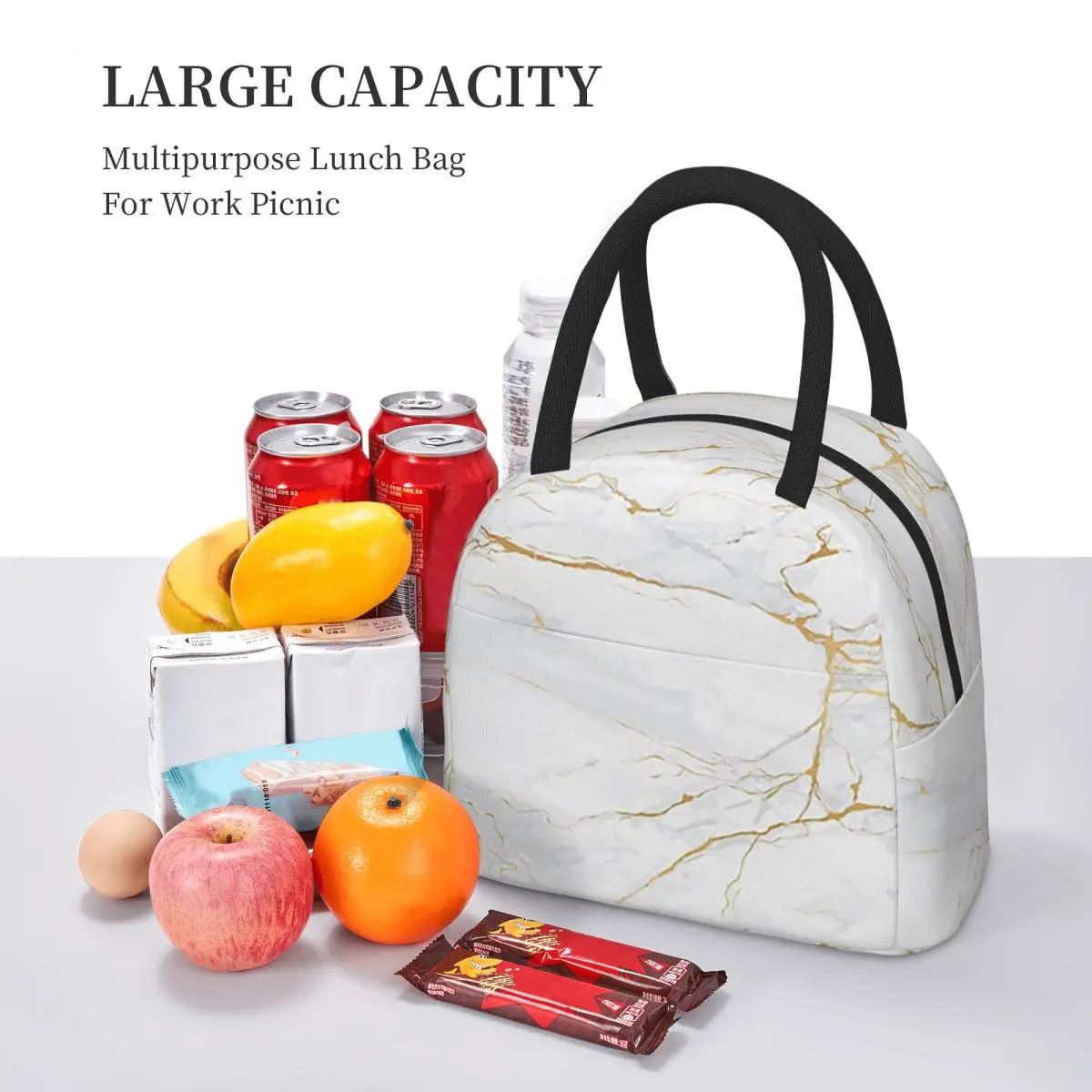 White And Gold Marble Insulated Lunch Bag for Women Office Cooler Thermal Food Box Tote Leakproof Lunch Boxes Container
White And Gold Marble Insulated Lunch Bag for Women Office Cooler Thermal Food Box Tote Leakproof Lunch Boxes Container
