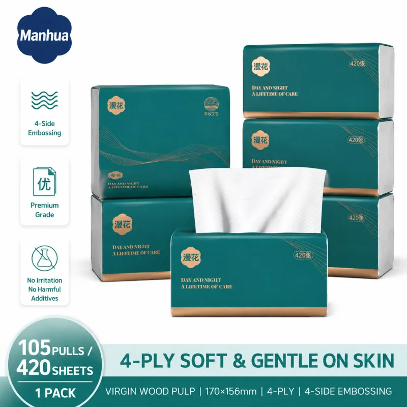 Manhua Facial Tissue 420 Sheets 4 Ply Thick Natural Wood Pulp Soft Bulk Disposable Household Napkins For Face Home Clean
Manhua Facial Tissue 420 Sheets 4 Ply Thick Natural Wood Pulp Soft Bulk Disposable Household Napkins For Face Home Clean