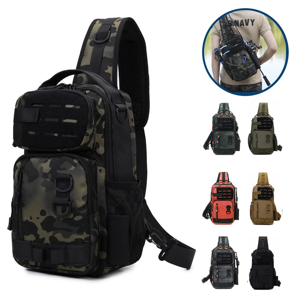 Tactical Fishing Chest Pack MOLLE System w/ Rod Holder Kit Multi-functional Hiking Cycling Fishing Shoulder Crossbody Pack
Tactical Fishing Chest Pack MOLLE System w/ Rod Holder Kit Multi-functional Hiking Cycling Fishing Shoulder Crossbody Pack