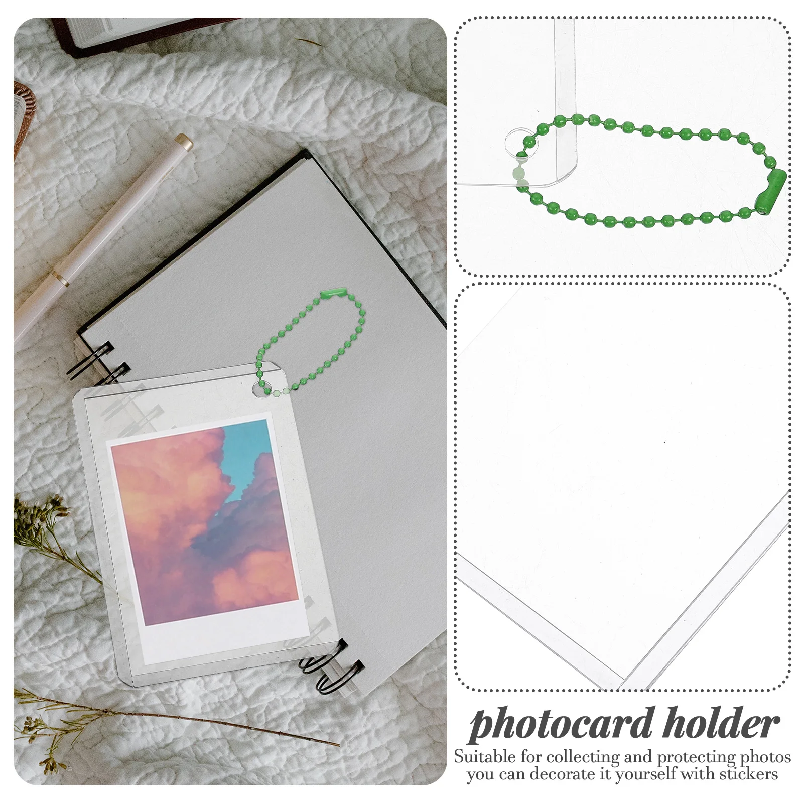 10 Sets Photocard Holder Protective Case Chain Portable Storage Cover Photo Cards Albums Plastic Badge Clips
10 Sets Photocard Holder Protective Case Chain Portable Storage Cover Photo Cards Albums Plastic Badge Clips