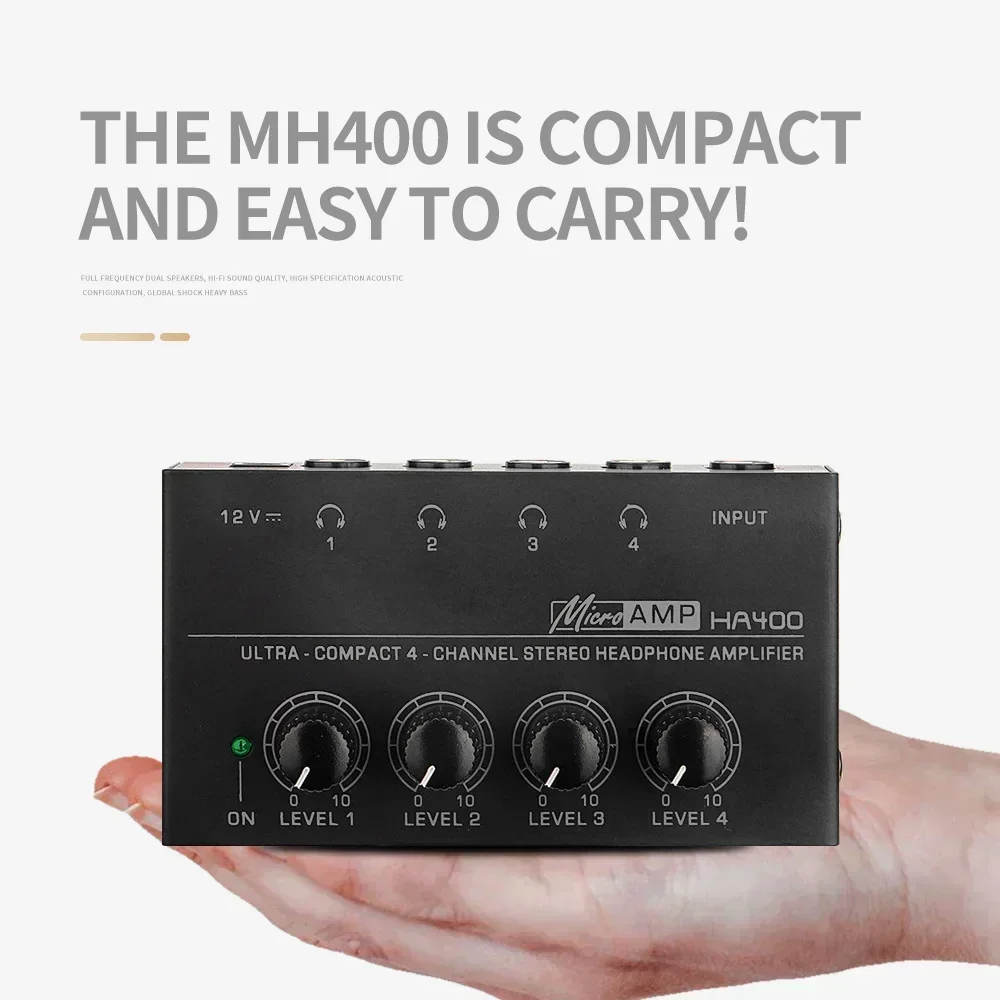 HA400 Ultra-Compact Audio Amplifier 4 Channels Mini o Stereo Headphone Amplifier With Power Adapter EU US UK AU Plug Adapter
HA400 Ultra-Compact Audio Amplifier 4 Channels Mini o Stereo Headphone Amplifier With Power Adapter EU US UK AU Plug Adapter