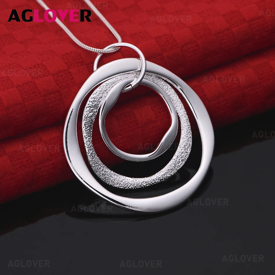 AGLOVER 925 Sterling Silver Wave Frosted Smooth Alternating Curved Ring Three Circle Pendant Necklace Women's Gift Jewelry
AGLOVER 925 Sterling Silver Wave Frosted Smooth Alternating Curved Ring Three Circle Pendant Necklace Women's Gift Jewelry