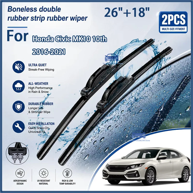 Front Wiper Blades For Honda Civic MK10 10th 2016-2021 Windshield Windscreen Window Car Rain Brushes 26"+18" Modification parts
Front Wiper Blades For Honda Civic MK10 10th 2016-2021 Windshield Windscreen Window Car Rain Brushes 26"+18" Modification parts