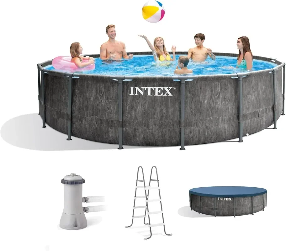 Intex Greywood Prism Frame 15' x 48" Round Above Ground Outdoor Swimming Pool Set with 1000 GPH Filter Pump, Ladder,Ground Cloth
Intex Greywood Prism Frame 15' x 48" Round Above Ground Outdoor Swimming Pool Set with 1000 GPH Filter Pump, Ladder,Ground Cloth