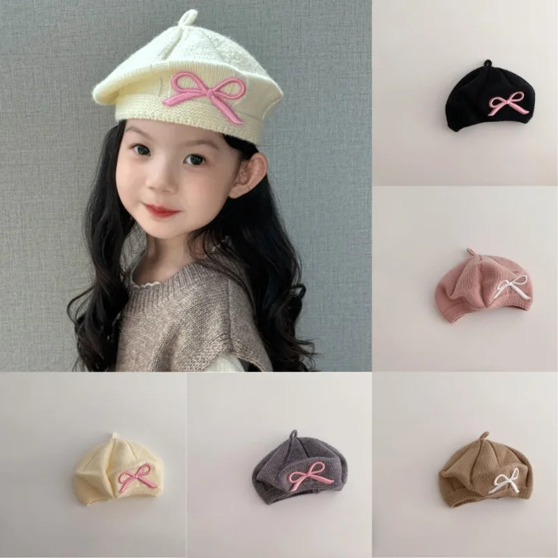 Cute Korean Fashion Toddler Beret Embroidery Knitted Bow Kids Girl Caps INS Causal Sweet Autumn Winter Windproof Crochet Bonnet
Cute Korean Fashion Toddler Beret Embroidery Knitted Bow Kids Girl Caps INS Causal Sweet Autumn Winter Windproof Crochet Bonnet
