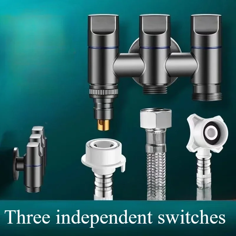 Washing machine faucet water inlet valve, one inlet and three outlets can automatically stop water
Washing machine faucet water inlet valve, one inlet and three outlets can automatically stop water