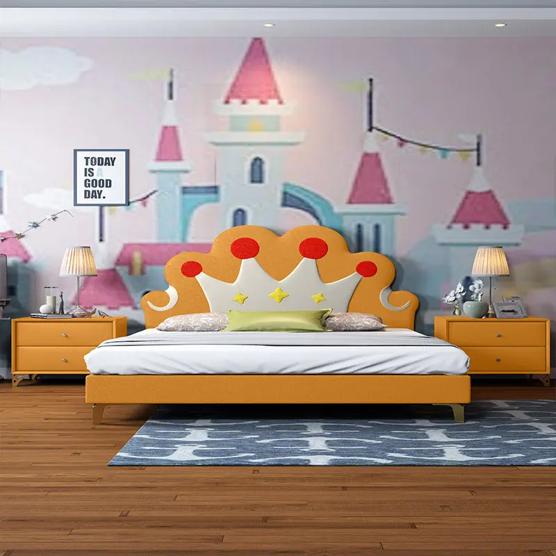 *Modern Princess Single Solid Wood Cotton Upholstered Crown Design room Kids' Comfortable Princess
*Modern Princess Single Solid Wood Cotton Upholstered Crown Design room Kids' Comfortable Princess