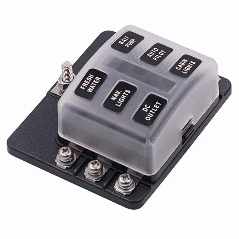 Car Blade 6 Ways Holder Fuse Box Universal With LED Indicator Light 12V 32V Screw Binding Post Fuse For Car Boat Marine
Car Blade 6 Ways Holder Fuse Box Universal With LED Indicator Light 12V 32V Screw Binding Post Fuse For Car Boat Marine