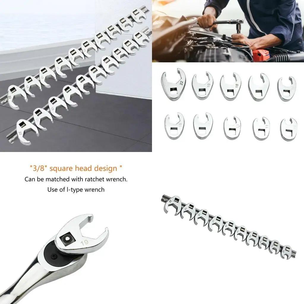 652F 10Pcs 3/8Inch Drive Wrench Set 10-22mm Metric Crowfoot Wrench Repair Tool for Tight Space Ratchet Wrench for Mechanic
652F 10Pcs 3/8Inch Drive Wrench Set 10-22mm Metric Crowfoot Wrench Repair Tool for Tight Space Ratchet Wrench for Mechanic
