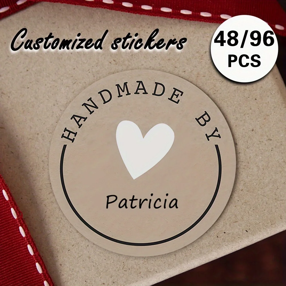 Custom handmade round stickers, personalized name - heart-shaped design. Suitable for craft fairs, handmade gifts, packaging bag
Custom handmade round stickers, personalized name - heart-shaped design. Suitable for craft fairs, handmade gifts, packaging bag