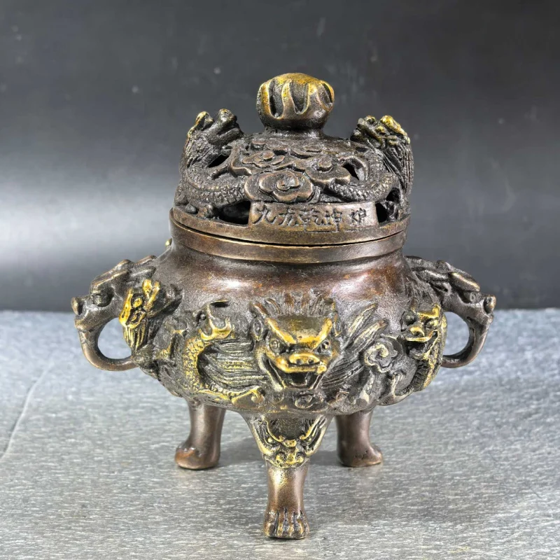 Gilt copper dragon incense ornament, aromatherapy burner, home office desk decoration gift and craft item
Gilt copper dragon incense ornament, aromatherapy burner, home office desk decoration gift and craft item