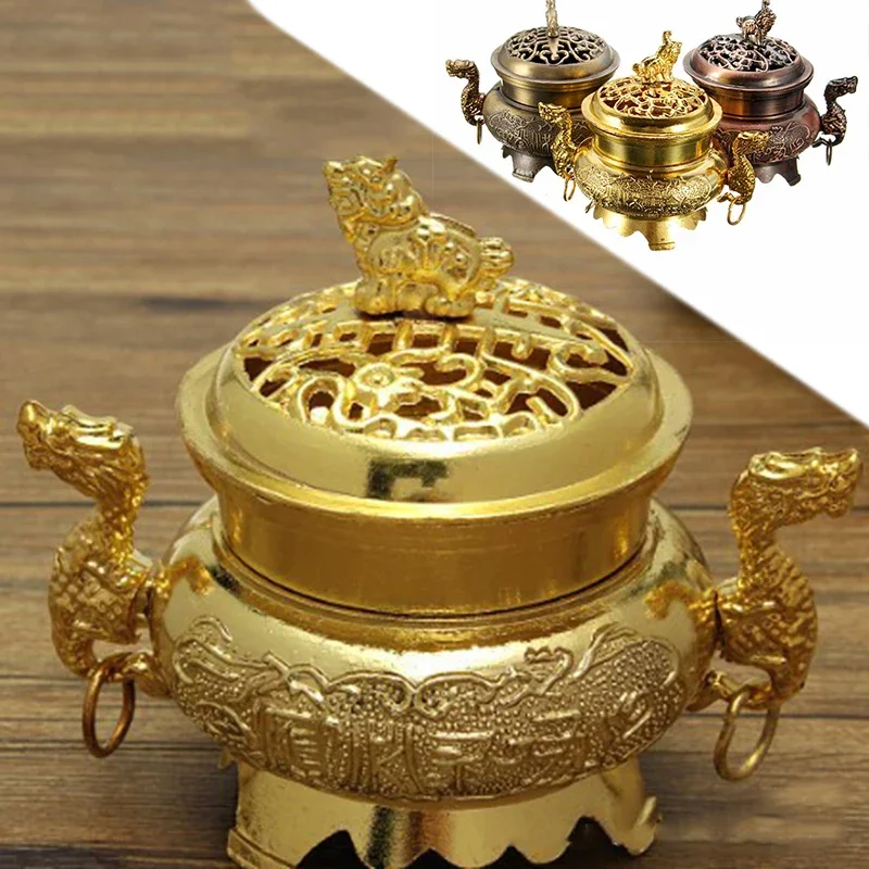 Alloy Incense Burner Double Dragon Style Hollow Cap Censer Cone Holder Decor Vintage Sandalwood Incense Burner
Alloy Incense Burner Double Dragon Style Hollow Cap Censer Cone Holder Decor Vintage Sandalwood Incense Burner