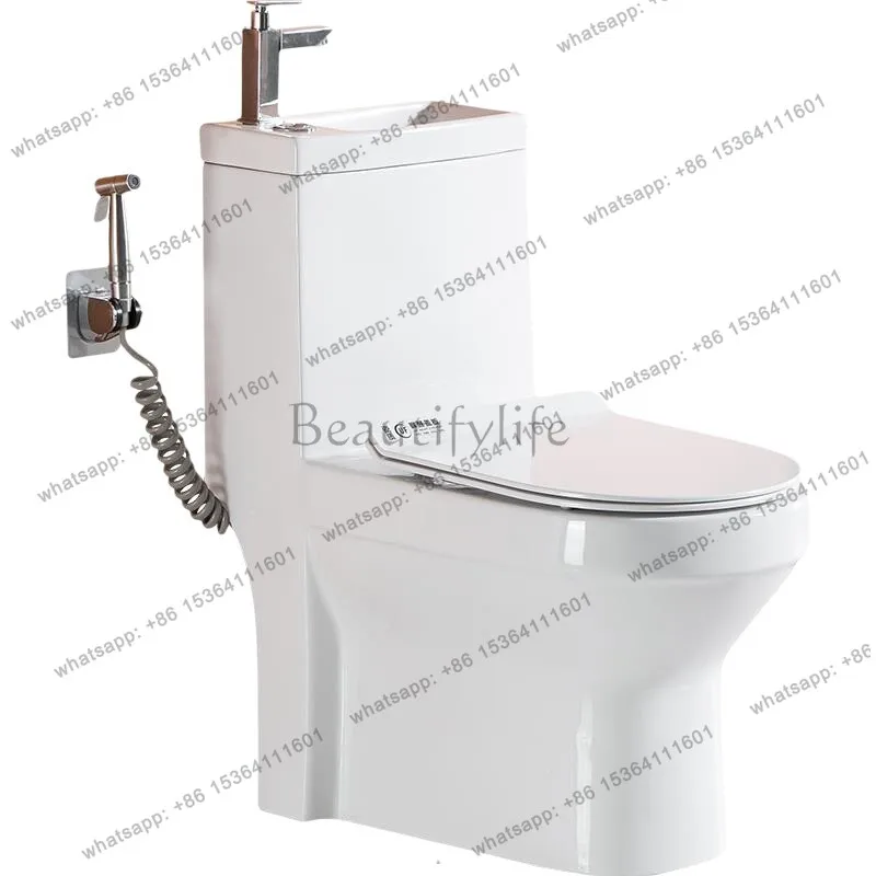 Wall row ceramic flush toilet household creative toilet toilet with wash basin integrated
Wall row ceramic flush toilet household creative toilet toilet with wash basin integrated