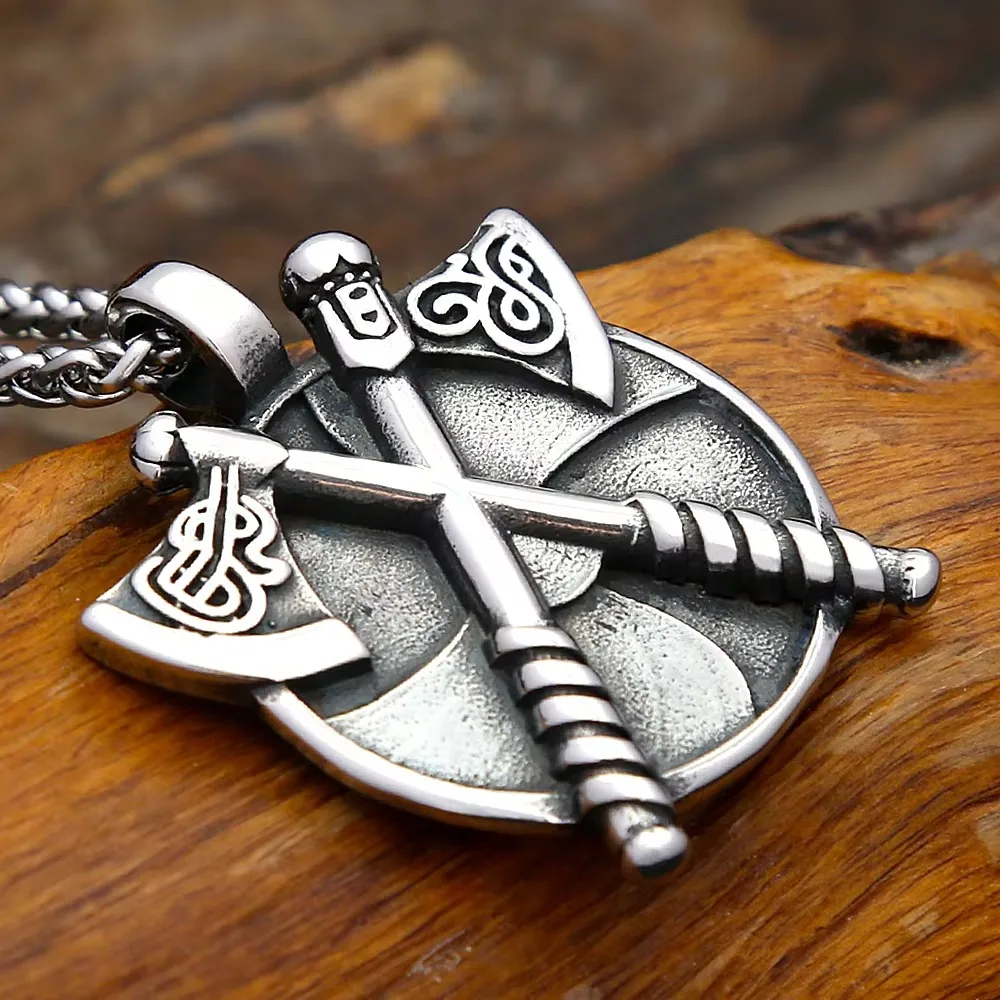 Nordic Vintage Double Axe Necklace Stainless Steel Viking Celtic Knot Pendant For Men Women Amulet Jewelry Gifts Dropshipping
Nordic Vintage Double Axe Necklace Stainless Steel Viking Celtic Knot Pendant For Men Women Amulet Jewelry Gifts Dropshipping