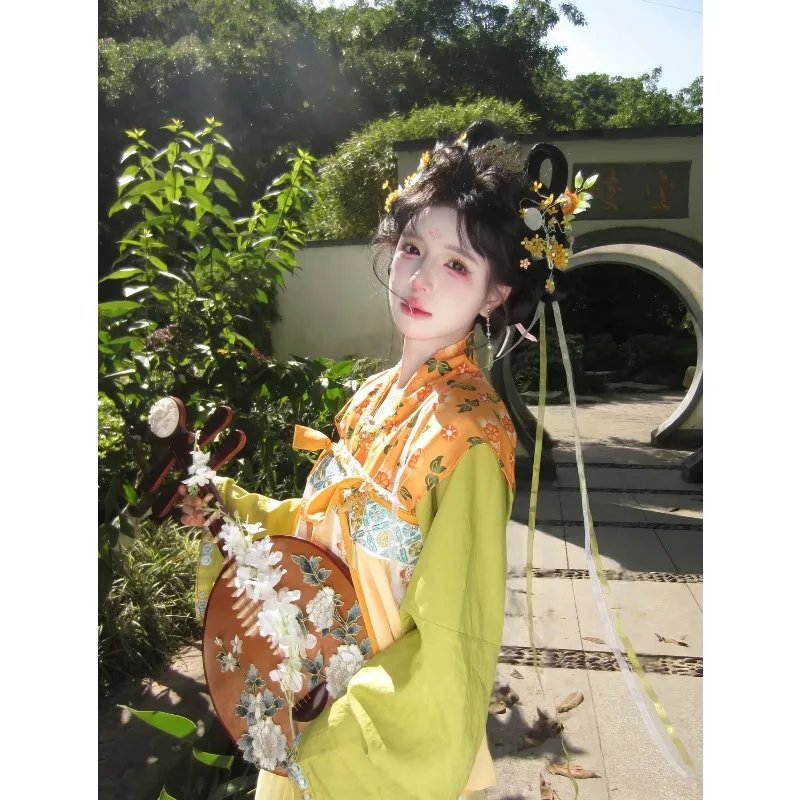 Tang Hanfu Set Front Opening Blouse BeiZi Qixiong Panel Skirt With Overdress & Pibo Daily Outfit
Tang Hanfu Set Front Opening Blouse BeiZi Qixiong Panel Skirt With Overdress & Pibo Daily Outfit