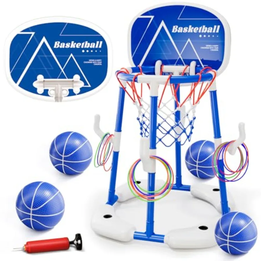Pool Basketball Hoop for Ages 4-8 and 8-12, 2-in-1 Floating Game Set with Backboard, Water-Fillable Base, 4 Balls, Pump and 12
Pool Basketball Hoop for Ages 4-8 and 8-12, 2-in-1 Floating Game Set with Backboard, Water-Fillable Base, 4 Balls, Pump and 12