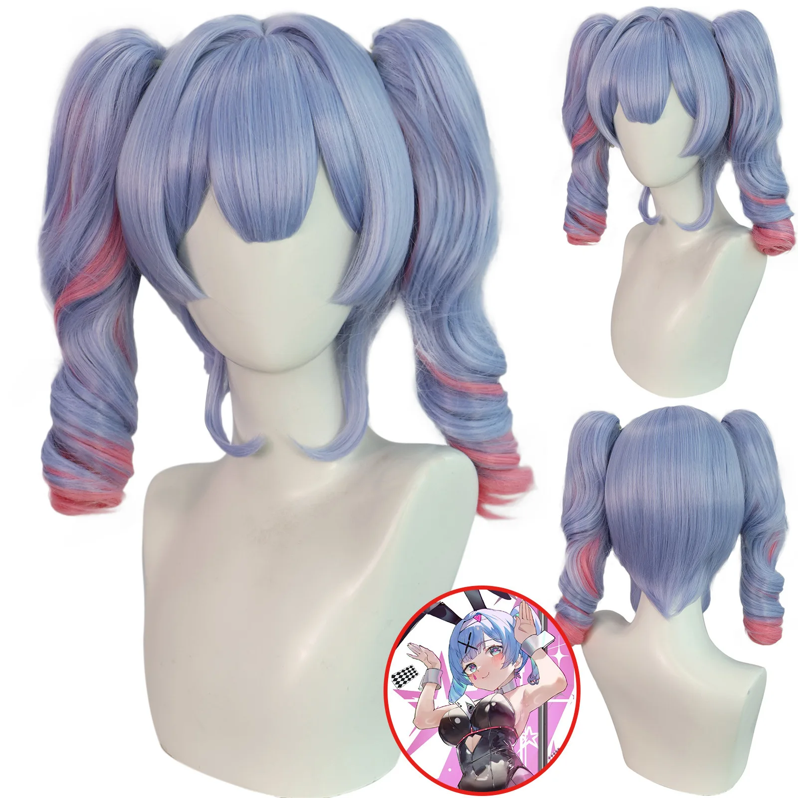 Hakuto Future Rabbit Hole Imitation cos Wig Blue Powder Short Double Ponytail Spiral Synthetic Wig Cute Figure Wig
Hakuto Future Rabbit Hole Imitation cos Wig Blue Powder Short Double Ponytail Spiral Synthetic Wig Cute Figure Wig