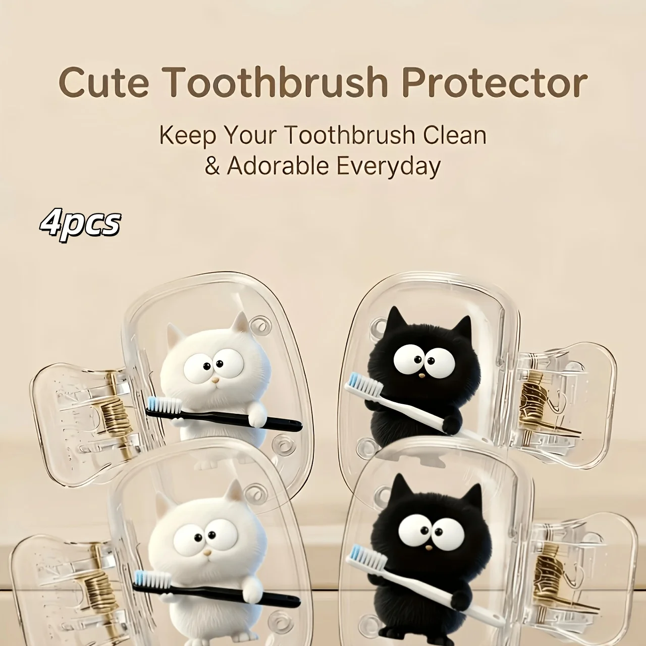 4 pieces of kitten pattern. Brush clip case for home and travel, travel essentials, cute design, stylish storage, durable protector, toothbrush case, oral care accessories.
4 pieces of kitten pattern. Brush clip case for home and travel, travel essentials, cute design, stylish storage, durable protector, toothbrush case, oral care accessories.