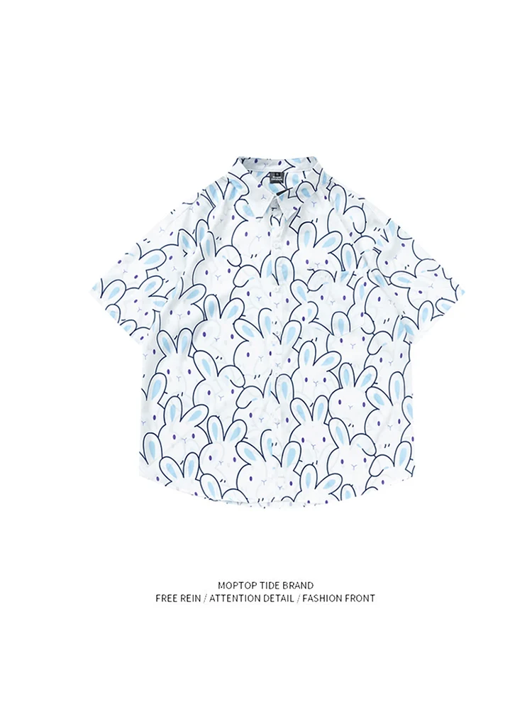 Mr. WH Summer Harajuku Style Cartoon Rabbit Print Short Sleeve Casual Shirt Men's Loose Couple Leisure Shirt Polyester Fiber
Mr. WH Summer Harajuku Style Cartoon Rabbit Print Short Sleeve Casual Shirt Men's Loose Couple Leisure Shirt Polyester Fiber