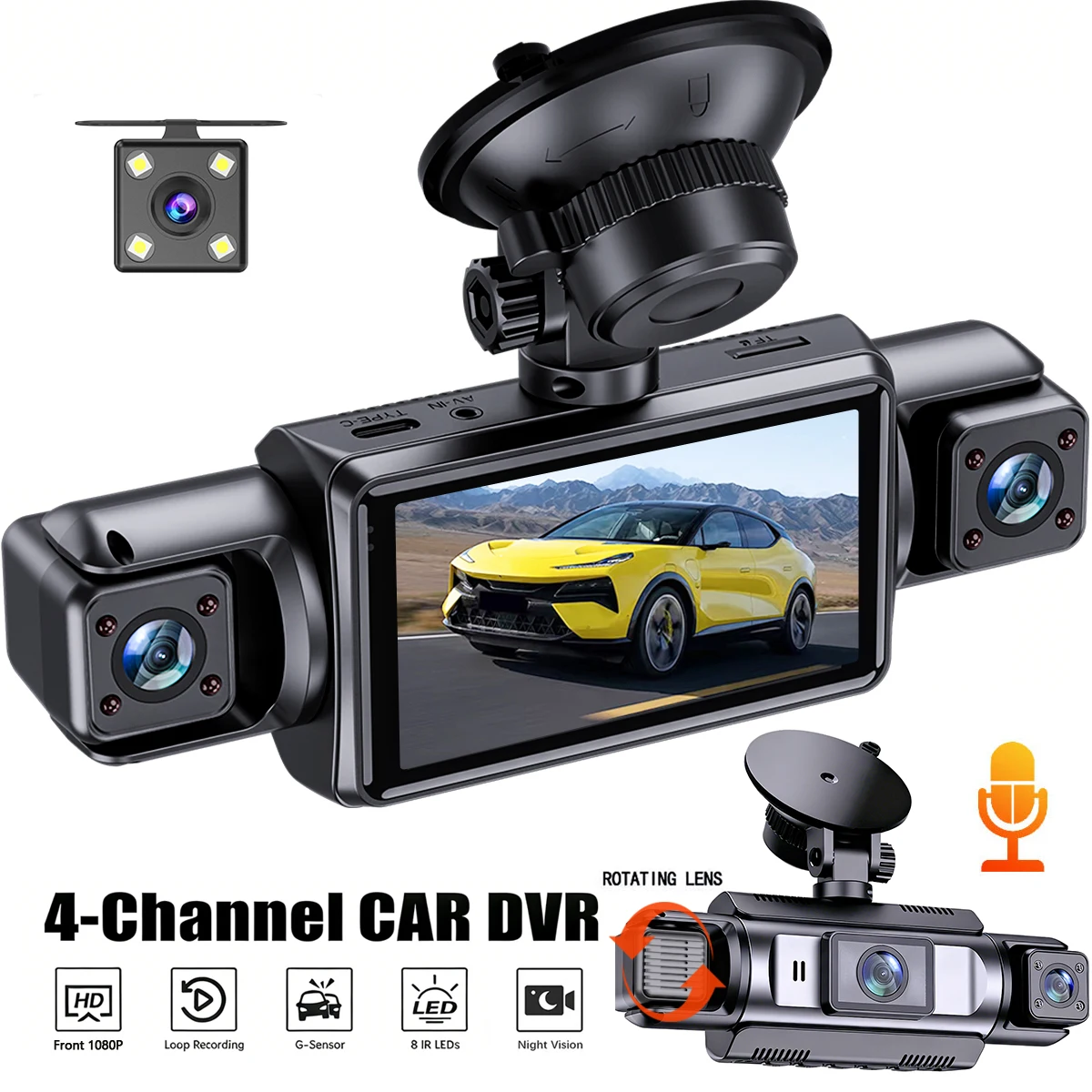 4 Channel 1080P Dash Cam WiFi Car DVR 4 Lens 360° Night Vision 24H Parking Monitor Black Box Front Rear Inside Recorder
4 Channel 1080P Dash Cam WiFi Car DVR 4 Lens 360° Night Vision 24H Parking Monitor Black Box Front Rear Inside Recorder