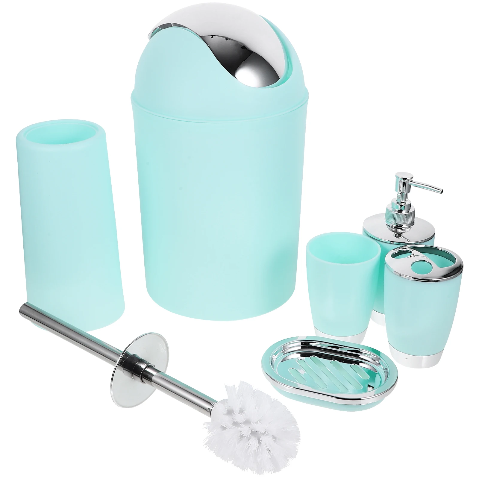 New Style 6pcs Plastic Bathroom Accessory Set Lotion Dispenser Toothbrush Holder Tumbler Cup Soap Dish Toilet Brush Trash Can (G
New Style 6pcs Plastic Bathroom Accessory Set Lotion Dispenser Toothbrush Holder Tumbler Cup Soap Dish Toilet Brush Trash Can (G