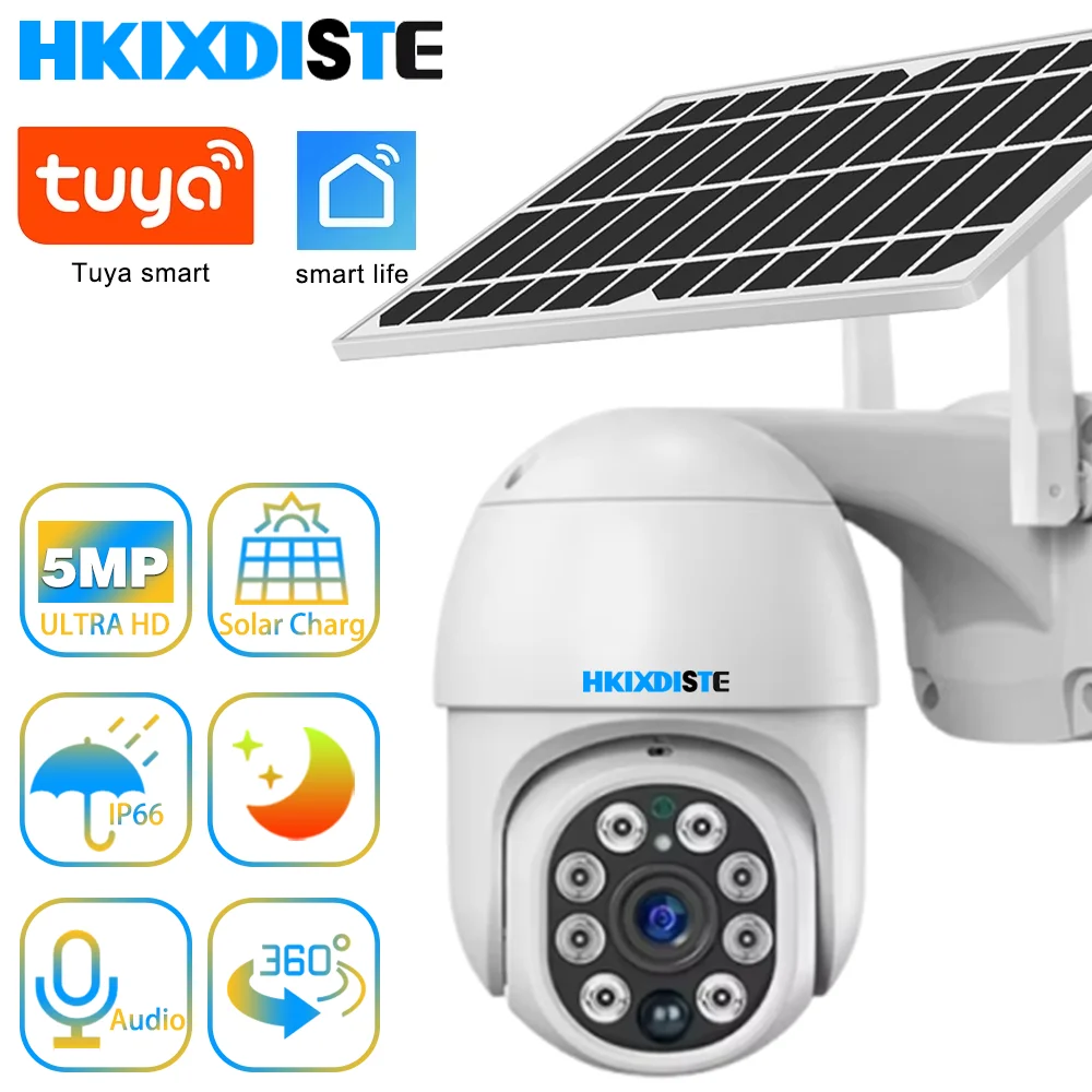 Tuya 5MP HD Wifi PTZ Camera Solar PIR Human Detection Night Vision Waterproof Security Video IP Camara Battery Life CCTV Monitor
Tuya 5MP HD Wifi PTZ Camera Solar PIR Human Detection Night Vision Waterproof Security Video IP Camara Battery Life CCTV Monitor