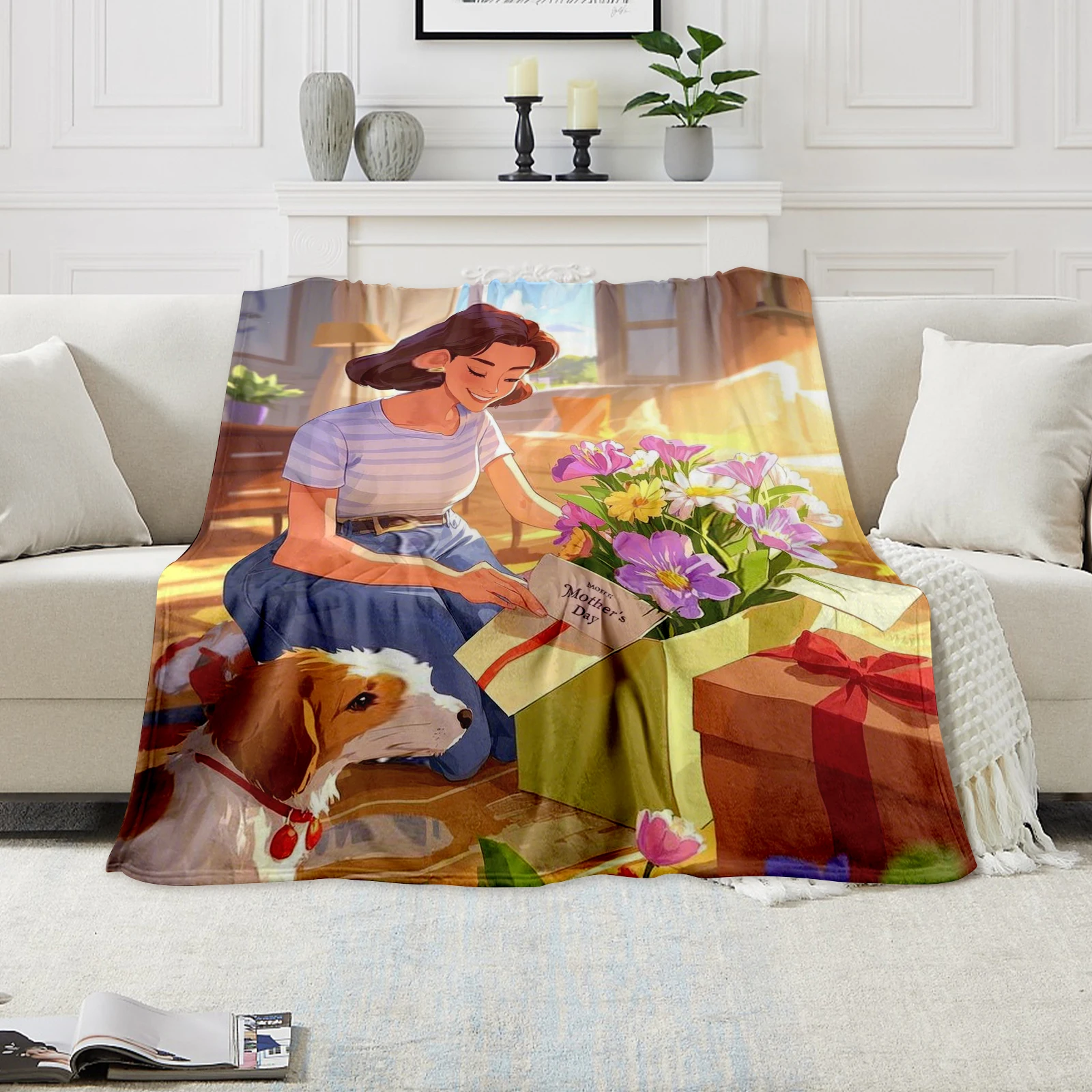 Thoughtful Mothers Day Present Soft Flannel Blanket Combining Charming Cartoon Woman And Floral Designs Expressing Love
Thoughtful Mothers Day Present Soft Flannel Blanket Combining Charming Cartoon Woman And Floral Designs Expressing Love