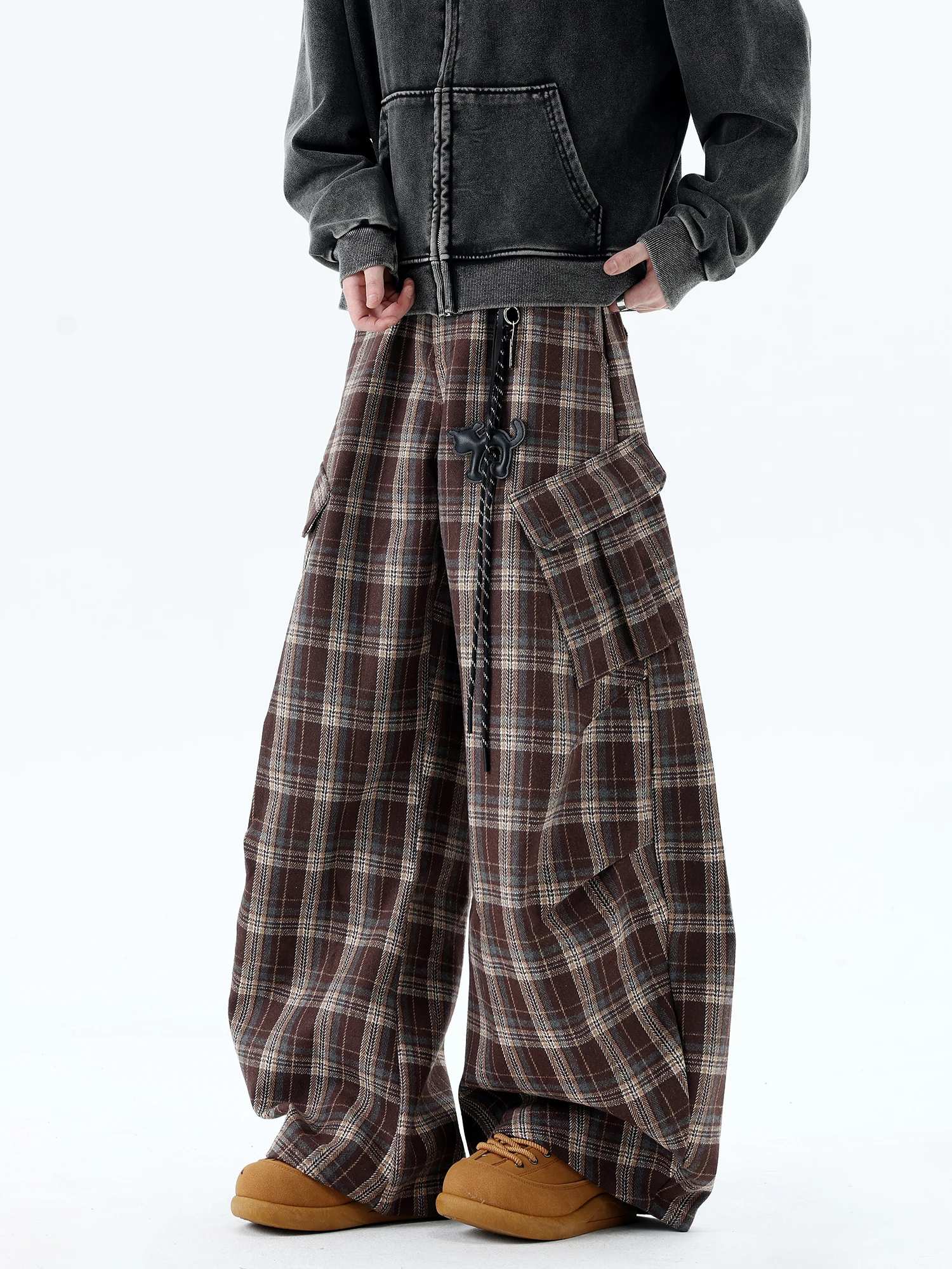 American Retro Streetwear Men's And Women's Loose Casual Plaid Wide Leg Pants Multi-ket Design Workwear Trousers
American Retro Streetwear Men's And Women's Loose Casual Plaid Wide Leg Pants Multi-ket Design Workwear Trousers