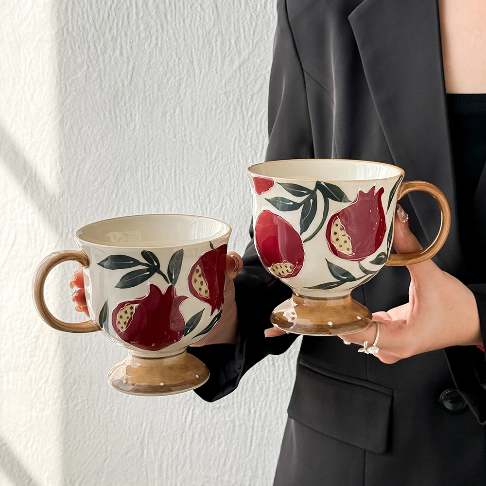 Red Pomegranate Pattern Ceramic Mug Colorful Large Capacity Stemmed Cup Contrast Design Drinking Mug for Home Office Use
Red Pomegranate Pattern Ceramic Mug Colorful Large Capacity Stemmed Cup Contrast Design Drinking Mug for Home Office Use
