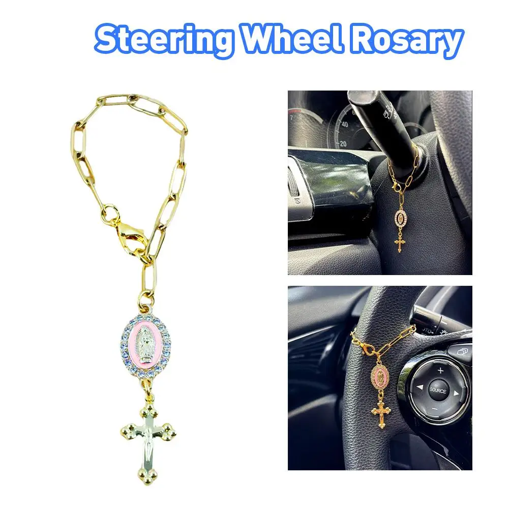 Pink Steering Wheel Rosary Charm Accessory, Beautiful Hanging Pendant Stylish Car Decor Car Interior Ornaments
Pink Steering Wheel Rosary Charm Accessory, Beautiful Hanging Pendant Stylish Car Decor Car Interior Ornaments