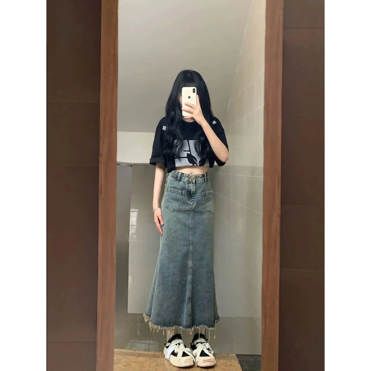 Retro High Waist Slimming Denim Skirt Women's Spring Summer New Sle Fi Tail Hemmed Midi Skirt Trendy Cotton Polyester Blend
Retro High Waist Slimming Denim Skirt Women's Spring Summer New Sle Fi Tail Hemmed Midi Skirt Trendy Cotton Polyester Blend