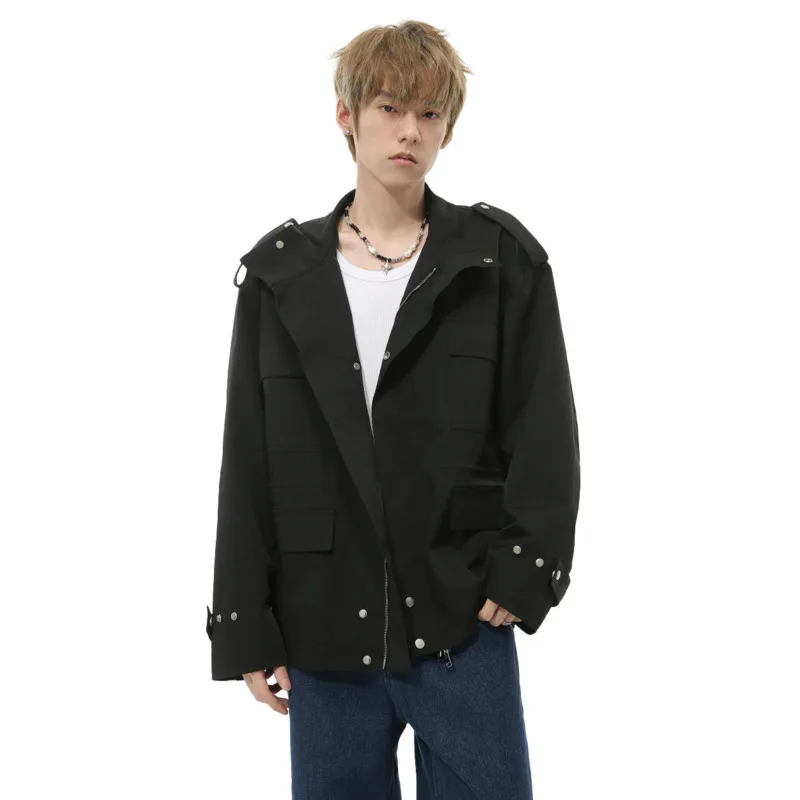 American Style Men's Jackets Turn-down Collar Three-dimensional Solid Color Casual Male Coats New Stylish Top 2024
American Style Men's Jackets Turn-down Collar Three-dimensional Solid Color Casual Male Coats New Stylish Top 2024