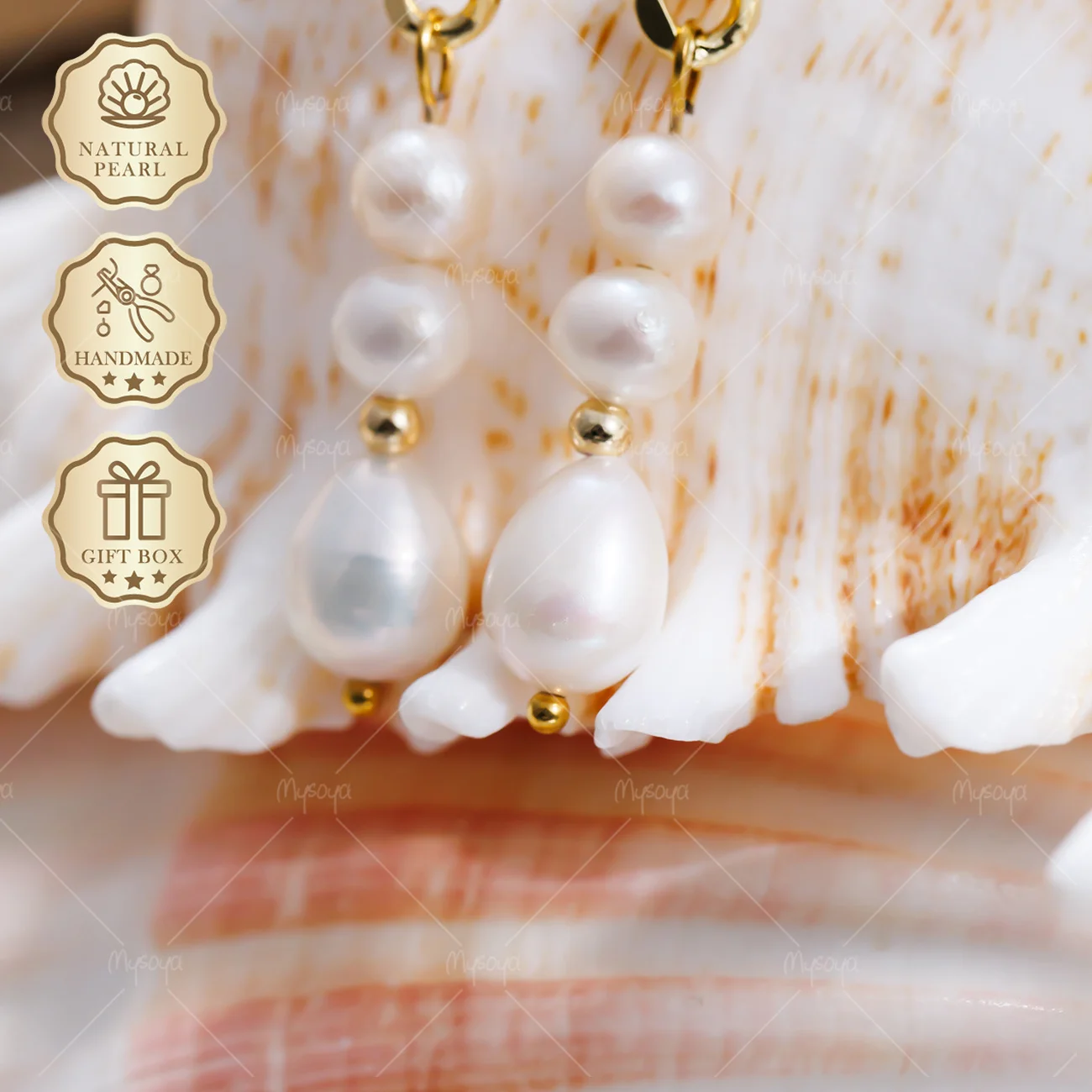 MYSOYA 6-9mm White Rice Pearl Stud Earrings Gold Chain Studs, Gift Box, Fashion Jewelry S477
MYSOYA 6-9mm White Rice Pearl Stud Earrings Gold Chain Studs, Gift Box, Fashion Jewelry S477