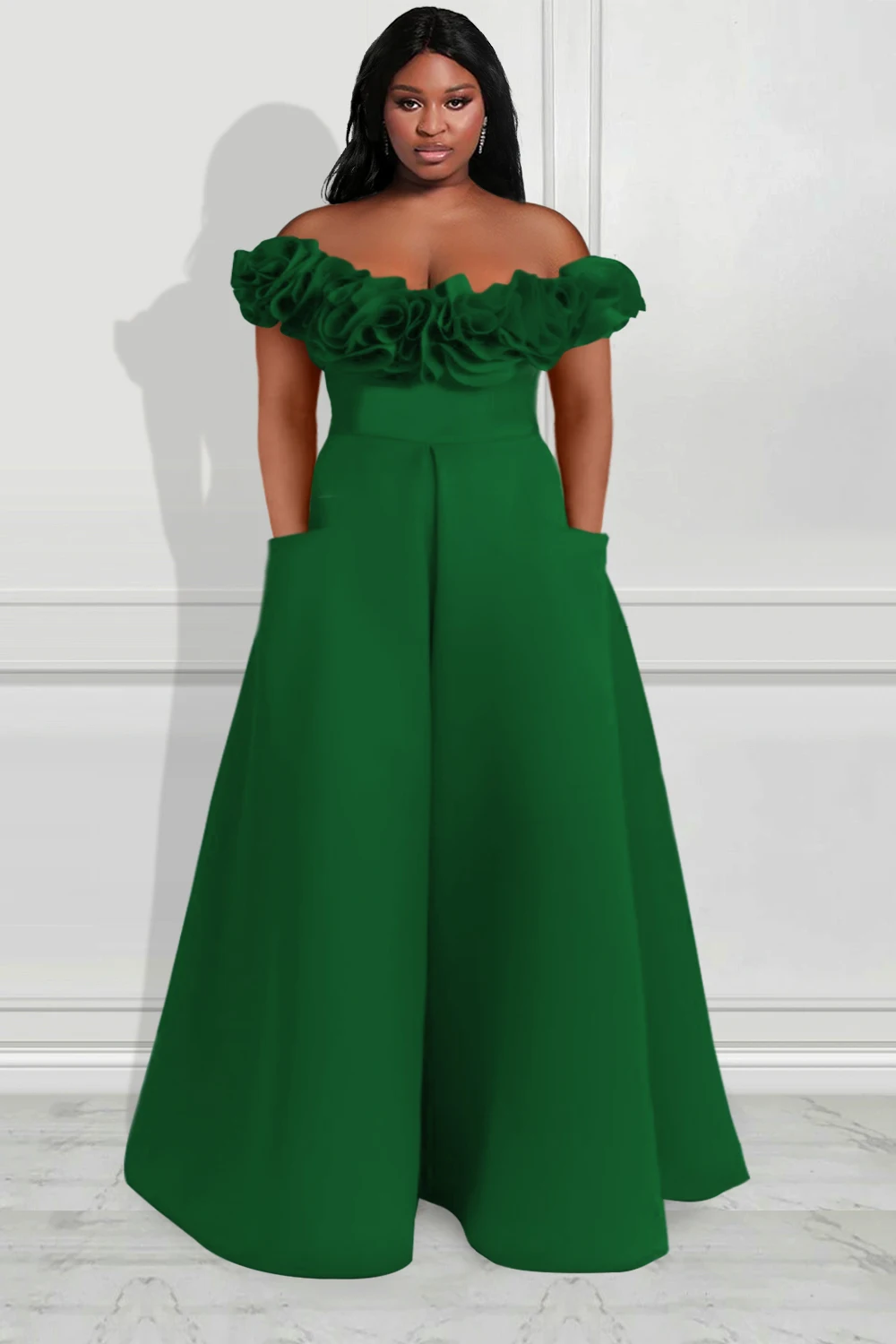 Women Plus Size Formal Satin Jumpsuits Ruffles Off The Shoulder With Pocket Wide Leg Elegant Casual Solid Rompers Jumpsuits
Women Plus Size Formal Satin Jumpsuits Ruffles Off The Shoulder With Pocket Wide Leg Elegant Casual Solid Rompers Jumpsuits