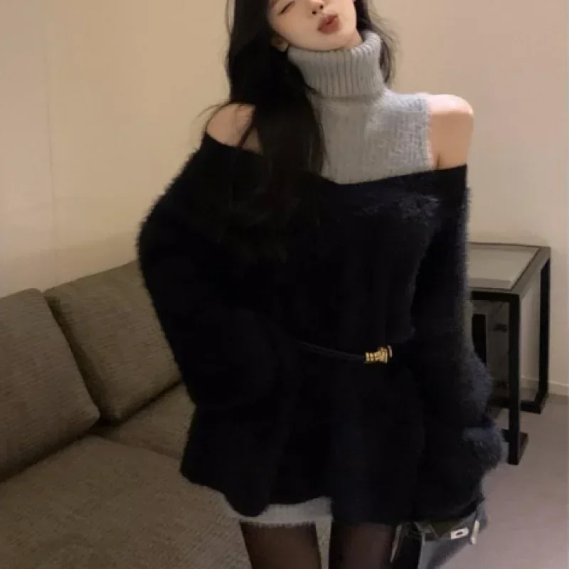 Autumn Elegant Knitted Suit Woman Black Sweater Tops Slim Bodycon Sleeveless Dress Casual Y2k Mini Dress Korean Fashion Set
Autumn Elegant Knitted Suit Woman Black Sweater Tops Slim Bodycon Sleeveless Dress Casual Y2k Mini Dress Korean Fashion Set