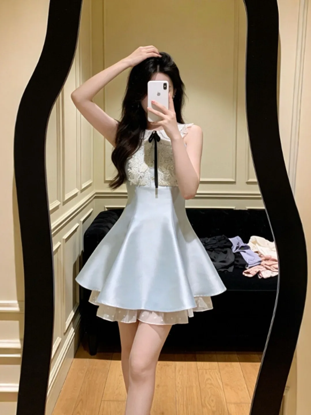 Korean Style Gentle Wind Puffy Vest Short Skirt Unique Dress Summer Season mid High Waist Knot Lace Detail Slim Fit
Korean Style Gentle Wind Puffy Vest Short Skirt Unique Dress Summer Season mid High Waist Knot Lace Detail Slim Fit