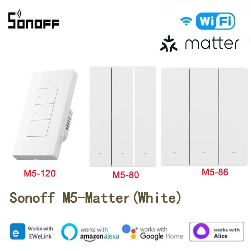 Sonoff M5 Matter 80 86 120 Wi-Fi умный настенный механический переключатель с голосовым управлением Homekit для Alexa Google Home Alice SmartThings Apple 
Sonoff M5 Matter 80 86 120 Wi-Fi умный настенный механический переключатель с голосовым управлением Homekit для Alexa Google Home Alice SmartThings Apple