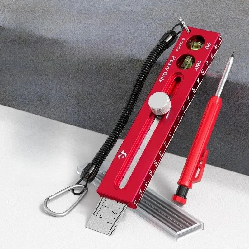 Inch & Metric Aluminum Alloy Gauge Woodworking Tool Multifunctional Ruler Woodworking Magnetic Depth Marking and Scriber Ruler
Inch & Metric Aluminum Alloy Gauge Woodworking Tool Multifunctional Ruler Woodworking Magnetic Depth Marking and Scriber Ruler