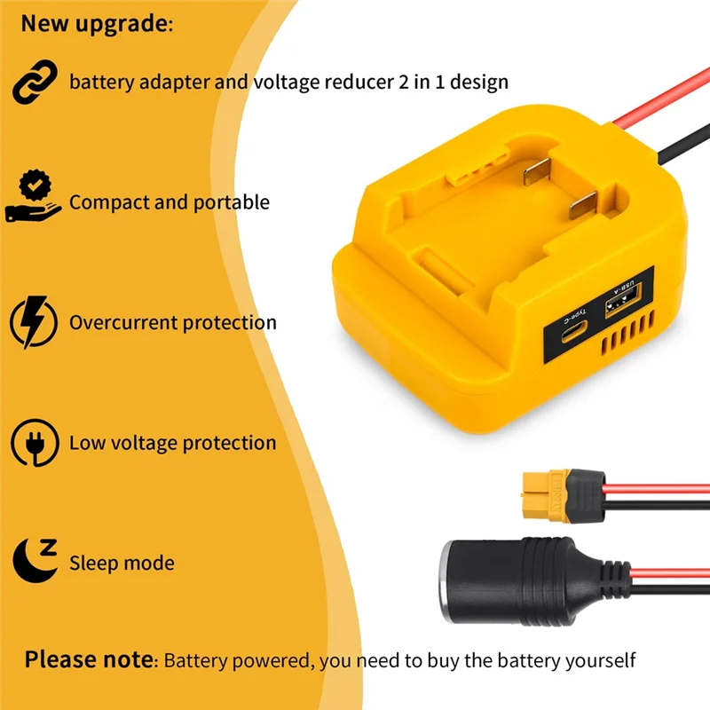WORTHOWN-Battery Adapter Converter Formilwaukee 18V Battery 18V To12v Step Down Battery Converter
WORTHOWN-Battery Adapter Converter Formilwaukee 18V Battery 18V To12v Step Down Battery Converter