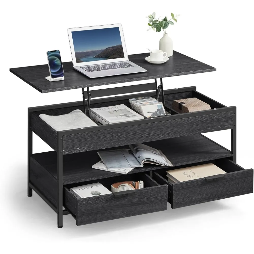 Lift Top Coffee Table with Storage Drawers, Coffee Table for Living Room with Lifting Top, Hidden Compartments and Open
Lift Top Coffee Table with Storage Drawers, Coffee Table for Living Room with Lifting Top, Hidden Compartments and Open