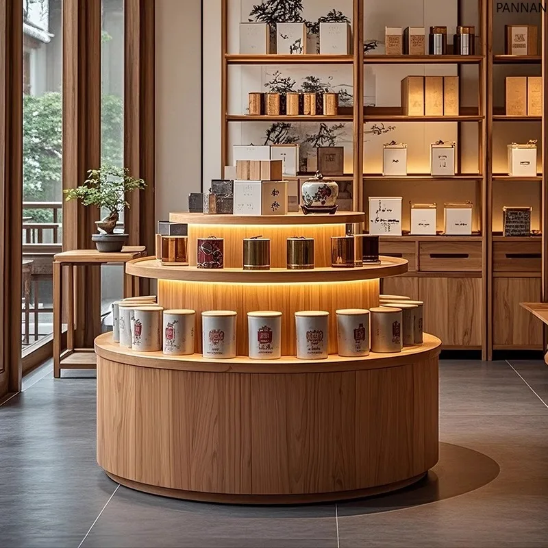 Solid wood circular display stand Zhongdao cabinet Tea shop product display stand Tobacco and wine display case
Solid wood circular display stand Zhongdao cabinet Tea shop product display stand Tobacco and wine display case