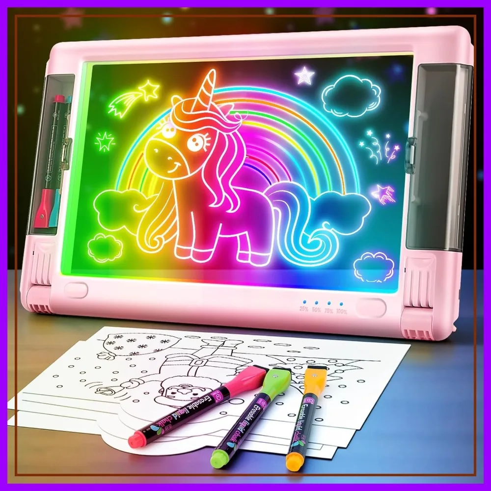 15in Rechargeable LED Drawing Board, 9 Neon Light Modes, Tracing Pad for Kids with 5 Markers & 10 Sheets
15in Rechargeable LED Drawing Board, 9 Neon Light Modes, Tracing Pad for Kids with 5 Markers & 10 Sheets
