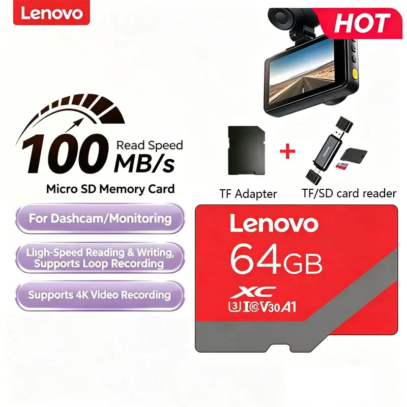 Lenovo Original Micro SD Card 32GB 64GB 128GB Class10 SDXC U3 4K TF Card for Dash Cam Phone Drone Laptop
Lenovo Original Micro SD Card 32GB 64GB 128GB Class10 SDXC U3 4K TF Card for Dash Cam Phone Drone Laptop