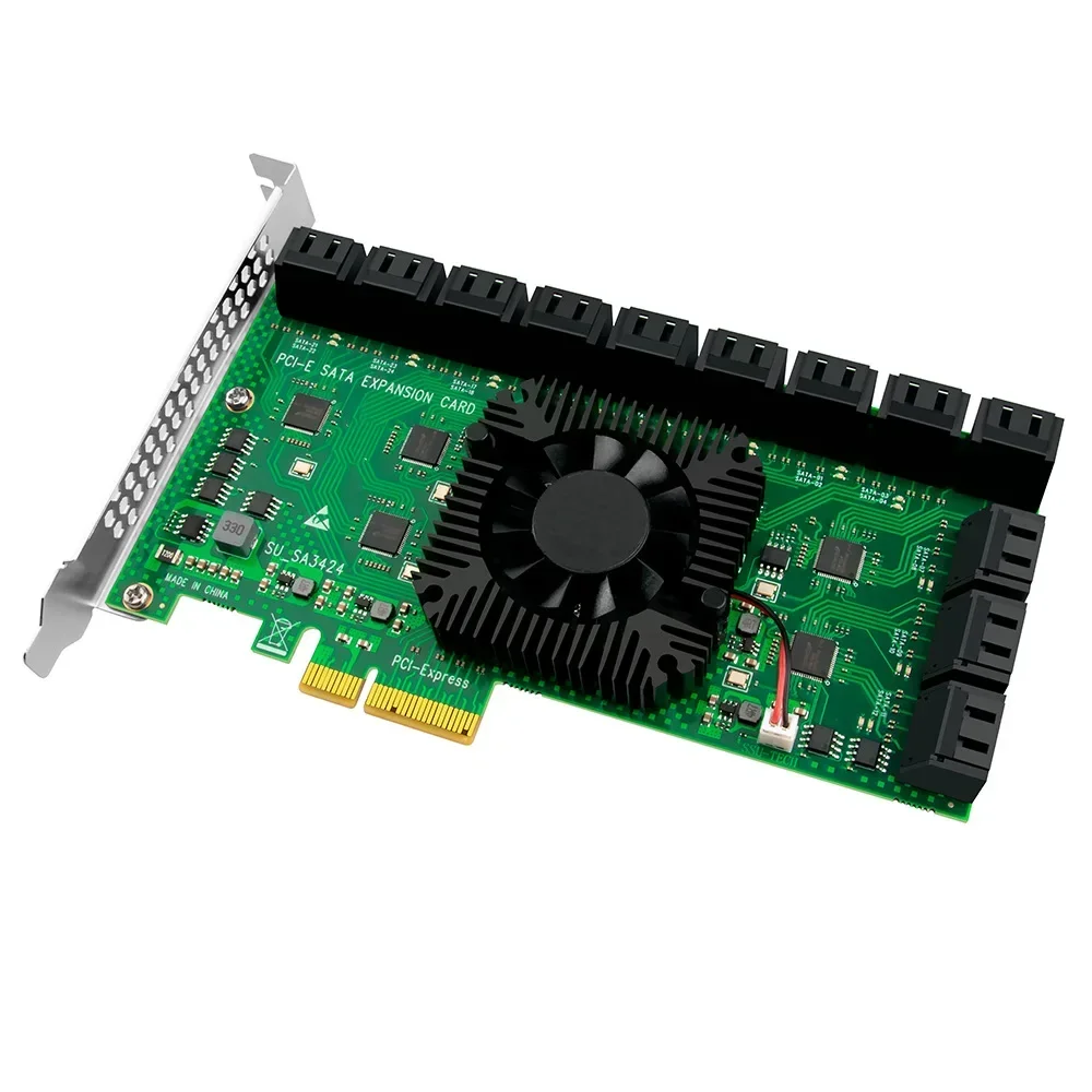 Chia Mining Riser PCIE SATA Card 24 Port with Cable 6Gbps SATA 3.0 Controller PCI Express Expansion Card Support SATA 3.0 Device
Chia Mining Riser PCIE SATA Card 24 Port with Cable 6Gbps SATA 3.0 Controller PCI Express Expansion Card Support SATA 3.0 Device